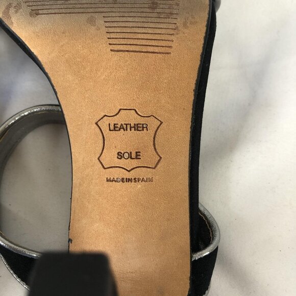 Stuart Weitzman Shoes Womens Size 5 Black Silver Sandal Heels Kitten Slide Mules - Picture 5 of 16